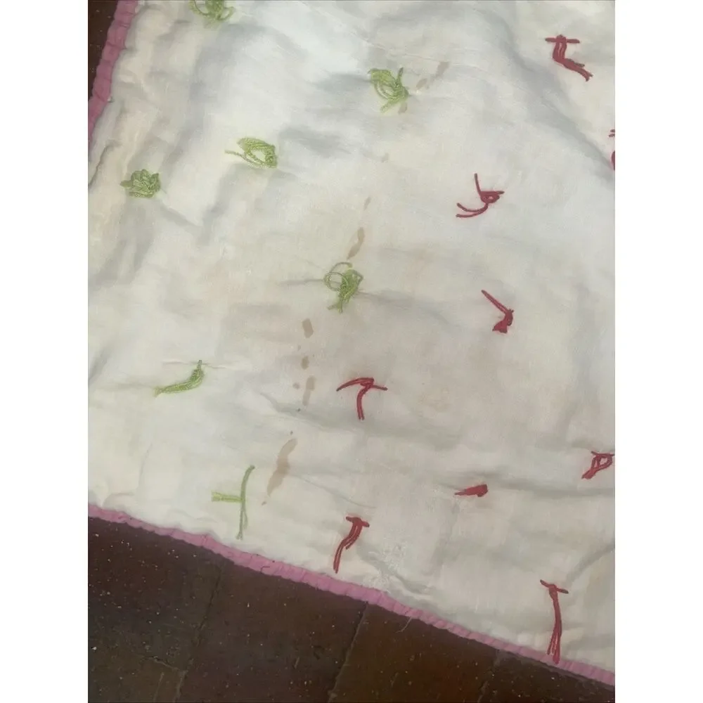 Vintage Handmade Hand Knotted Twin Sz Cotton Quilt Patchwork 77”x 58”